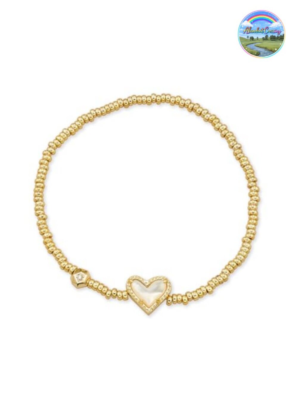 Kendra Scott Ari Heart Stretch Bracelet in Gold Plated with Mother-of-Pearl
